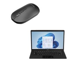 Combo Office - Notebook Ultra com Windows 11 Home Intel Celeron 4GB 120GB SSD 14,1 Pol. HD e Mouse Sem Fio Conexão Bluetooth e USB 1600dpi - UB2350K