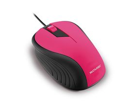 Mouse Com Fio Wave Conexão USB 1200dpi Cabo de 130cm 3 Botões Textura Emborrachada Rosa - MO223